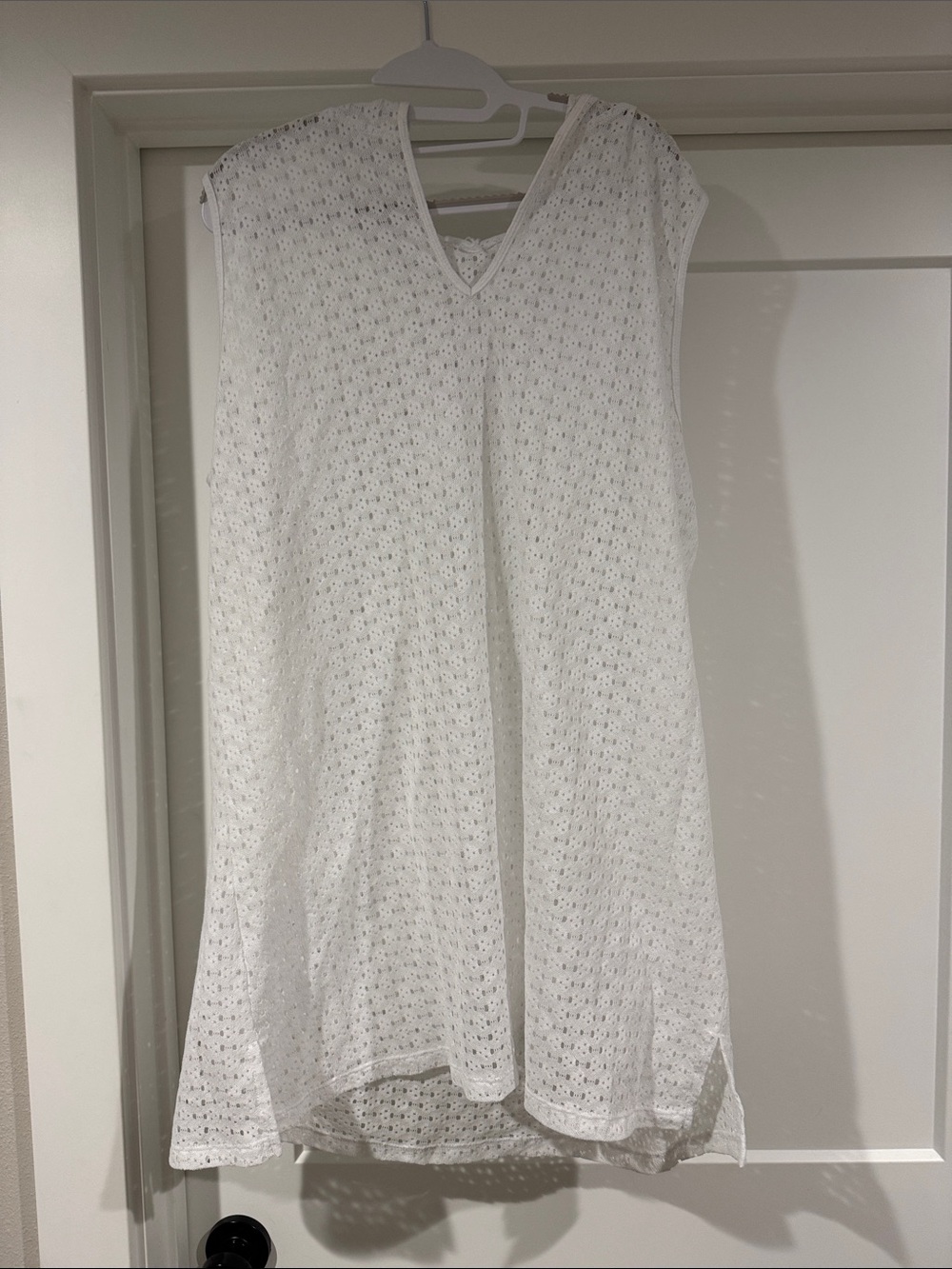 White Eyelet V-Neck Swim Coverup